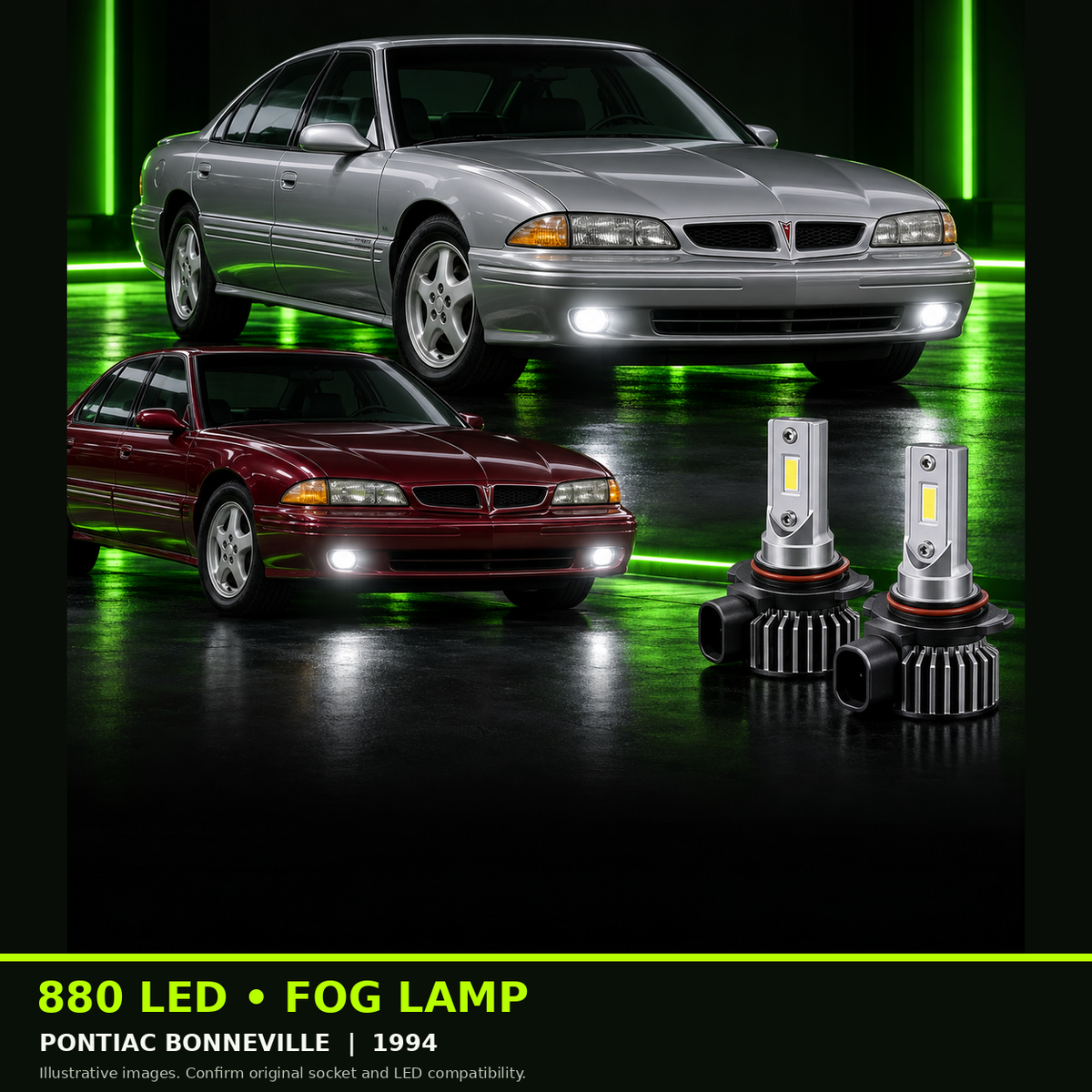 880 fog lamp bulb guide - PONTIAC BONNEVILLE, 1994 example