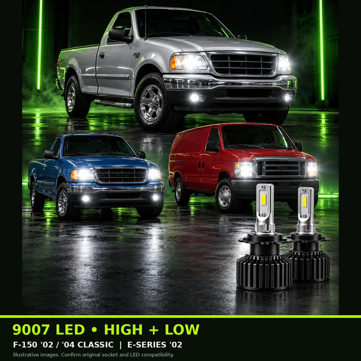 9007 high and low beam - 2002 F-150 and E-Series, 2004 F-150 Classic examples