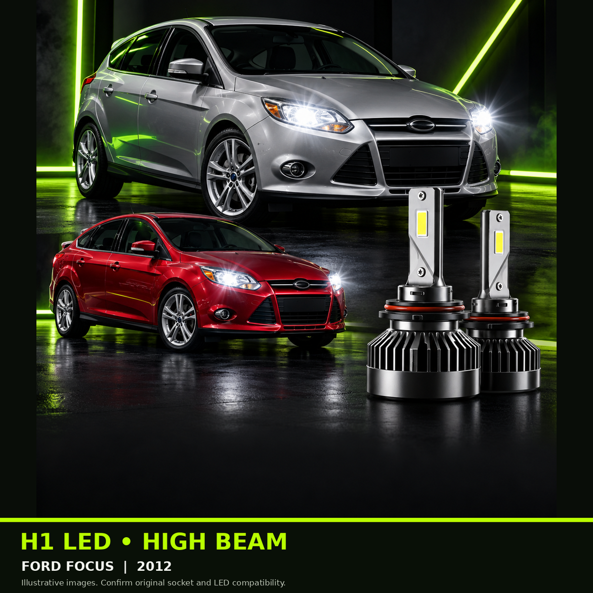 H1 high beam bulb guide - FORD FOCUS, 2012 example