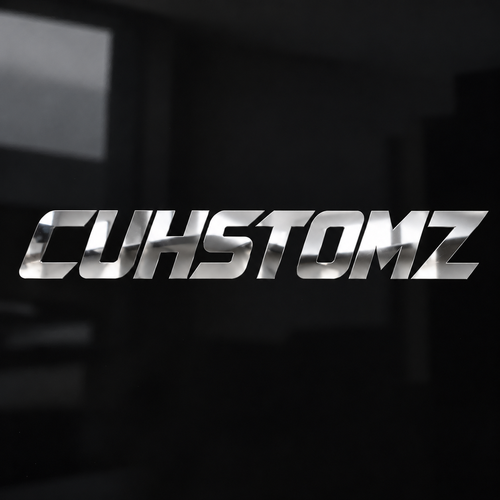 One flat CUHSTOMZ mirror chrome decal on black glass
