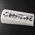 Display stack of chrome CUHSTOMZ decals; sold individually