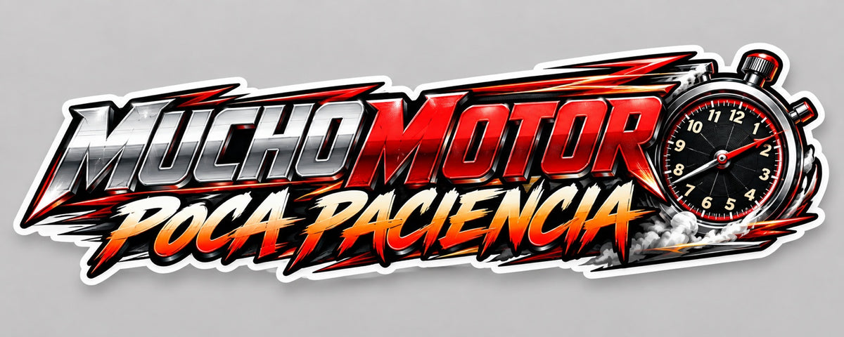 Mucho Motor, Poca Paciencia 10-Inch Racing Truck Decal full-color contour-cut design
